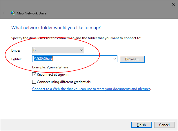 Map network drive popup