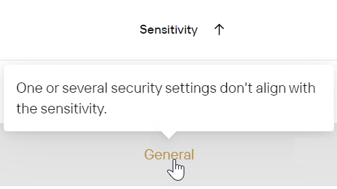 Sensitivity mismatch message screenshot